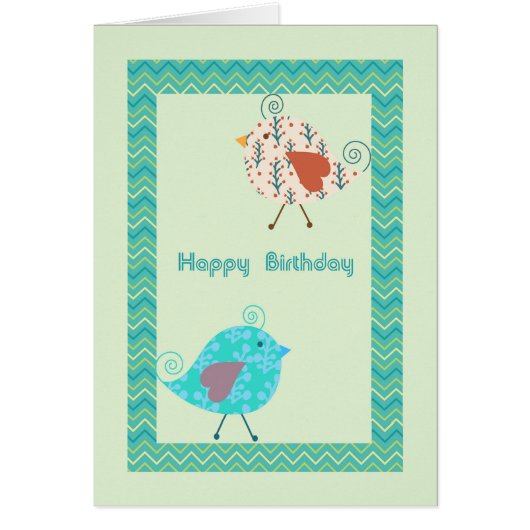 De Kaart van de verjaardag met Ontwerper Vogels in (Voorkant)