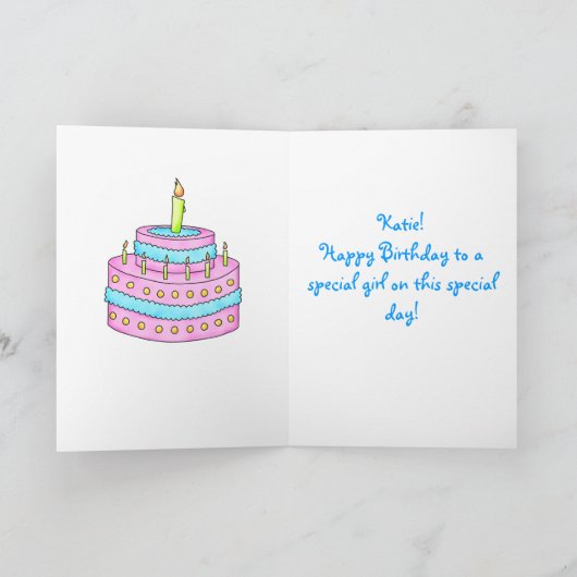 De Kaart van de verjaardag met Roze en Turkooise (Binnen)