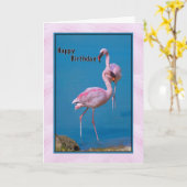 De Kaart van de verjaardag met Roze Flamingo (Gele Bloem)