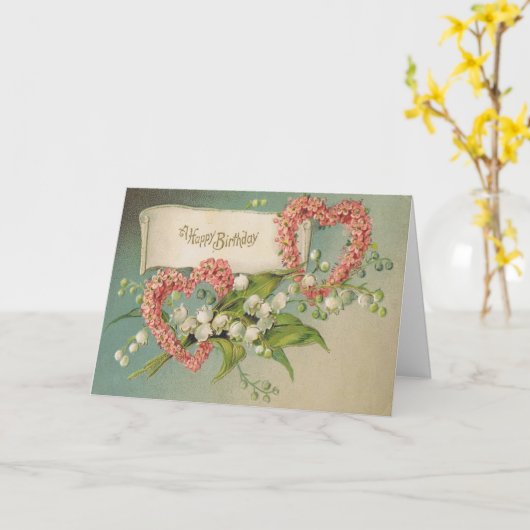 De Kaart van de verjaardag met Roze Harten & (Gele Bloem)