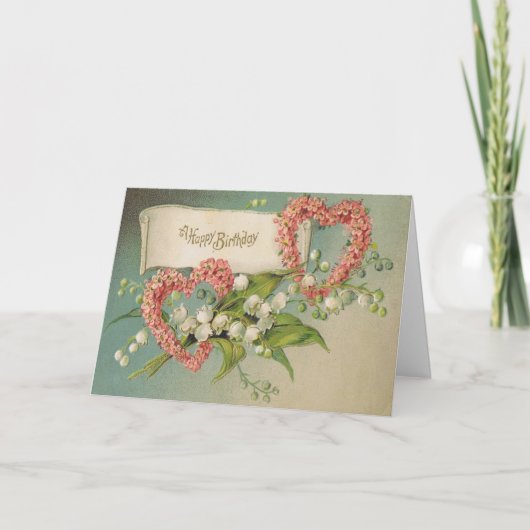 De Kaart van de verjaardag met Roze Harten & (Voorkant)