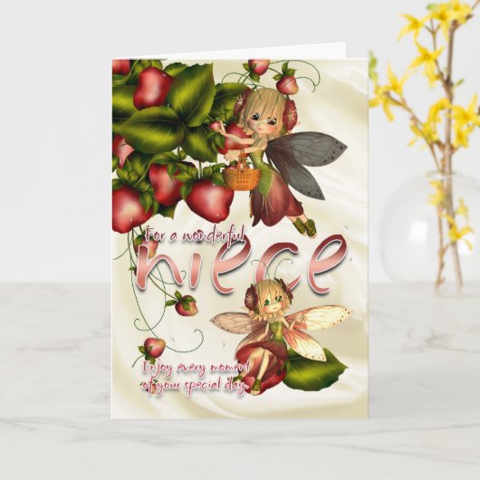 De Kaart van de verjaardag - Nicht - de Feeën van (Gele Bloem)