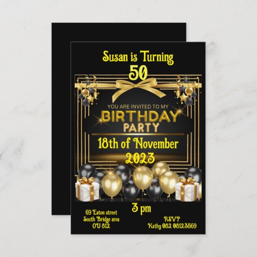 De Kaart van de verjaardag nodigt klantgericht uit (Voorkant / Achterkant)