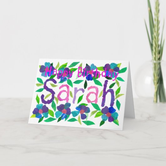 De Kaart van de Verjaardag "Sarah" (Voorkant)