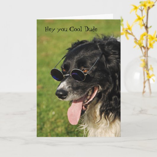 De Kaart van de Verjaardag van border collie Yappy (Gele Bloem)
