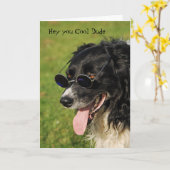 De Kaart van de Verjaardag van border collie Yappy (Gele Bloem)