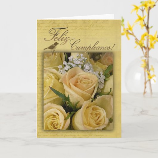 De Kaart van de Verjaardag van Cumpleanos van (Gele Bloem)