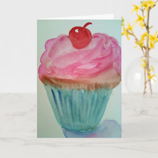 De Kaart van de Verjaardag van Cupcake (Gele Bloem)