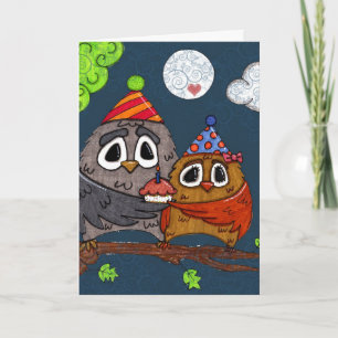 De Kaart van de Verjaardag van Cupcake van de uil