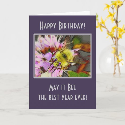 De Kaart van de Verjaardag van de Bij van de (Gele Bloem)