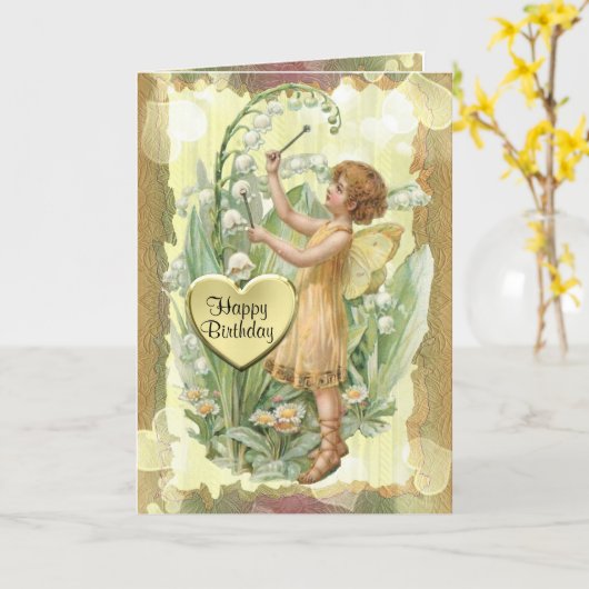 De Kaart van de Verjaardag van de fee en van het (Gele Bloem)