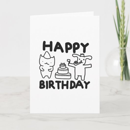 De Kaart van de Verjaardag van de kat en van de (Voorkant)