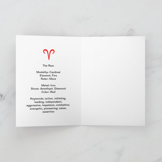 De Kaart van de Verjaardag van de Ram (Binnen)