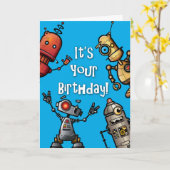 De Kaart van de Verjaardag van de robot (Gele Bloem)