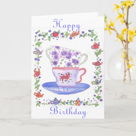 De Kaart van de Verjaardag van de Tijd van de Thee (Gele Bloem)