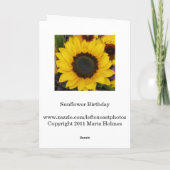 De Kaart van de Verjaardag van de zonnebloem (Achterkant)