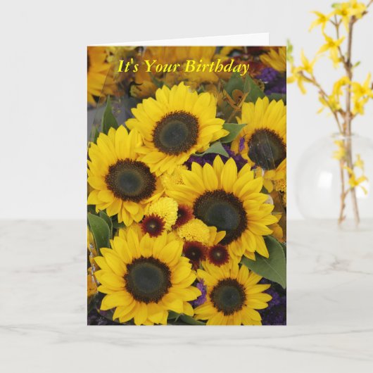 De Kaart van de Verjaardag van de zonnebloem (Gele Bloem)