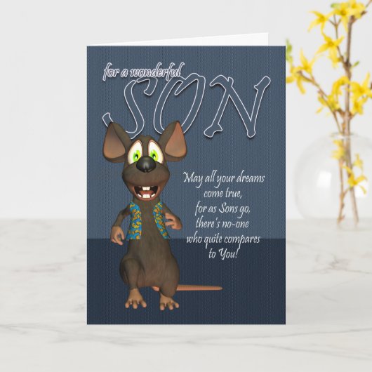 De Kaart van de Verjaardag van de zoon - met Funky (Gele Bloem)