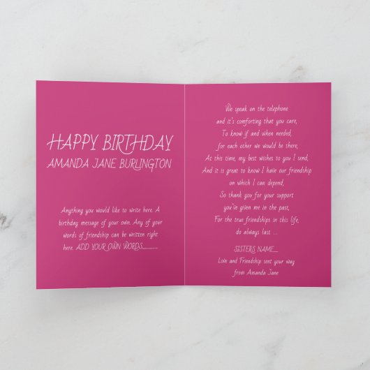 De Kaart van de Verjaardag van de zuster (Binnen)