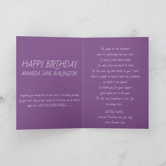 De Kaart van de Verjaardag van de zuster (Binnen)