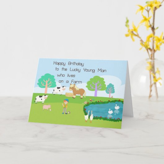 De Kaart van de verjaardag van een Jong Man die op (Gele Bloem)