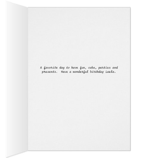 De Kaart van de verjaardag van Laela met Ontwerper (Binnen (Rechts))
