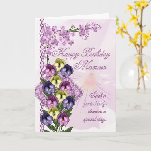 De Kaart van de Verjaardag van Mamaw - Viooltje (Gele Bloem)