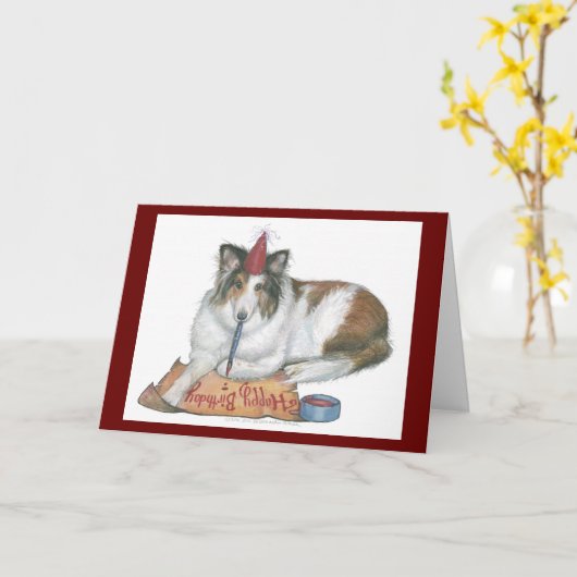 De Kaart van de Verjaardag van Sheltie (Gele Bloem)