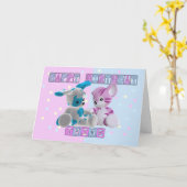 De Kaart van de Verjaardag van tweelingen - Roze (Gele Bloem)