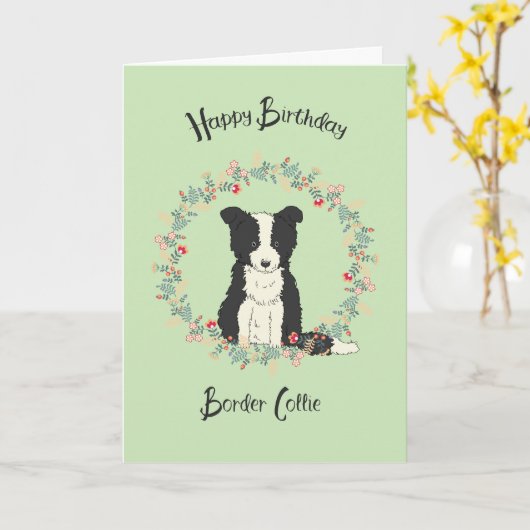 De Kaart van de verjaardag voor Border collie (Gele Bloem)