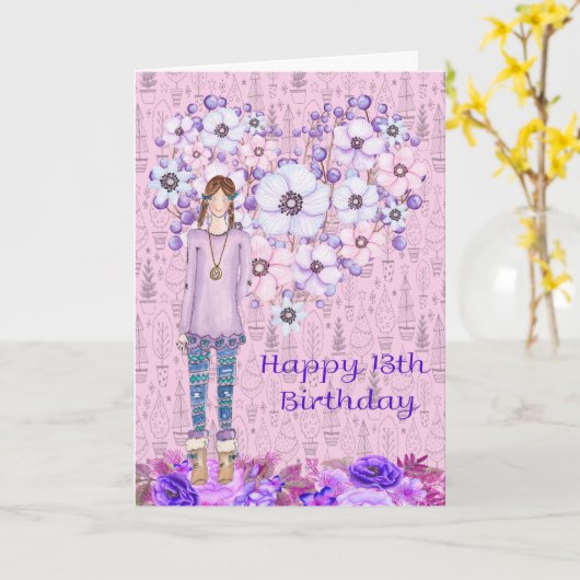 De Kaart van de verjaardag voor het Meisje van 13 (Gele Bloem)