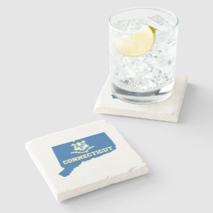 De Kaart van de Vlag van de Staat van Connecticut Stenen Onderzetter