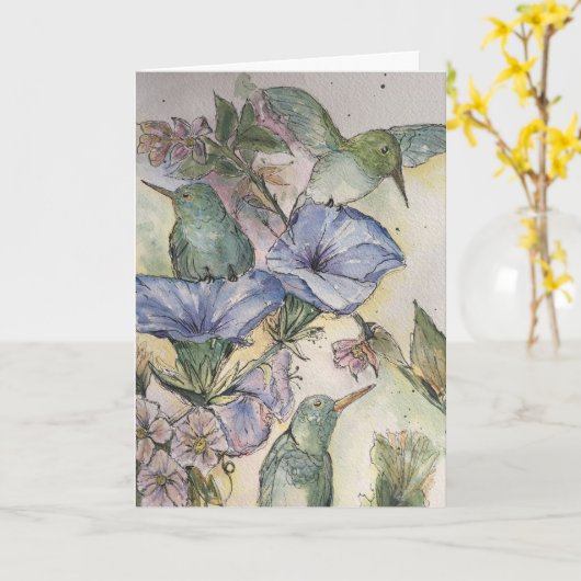 De Kaart van de Vriendschap van de kolibrie (Gele Bloem)