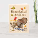 De Kaart van de Zegen van Thanksgivukkah - Turkije<br><div class="desc">Deze Kaart van Zegen Thanksgivukkah kenmerkt Turkije,  Menorah,  de Bladeren van de Herfst en een Banner van de Familie. Een speciale kaart om Zegen Thanksgivukkah naar familie en vrienden te verzenden. De Kaarten van het Gevoel ©2013 Kreative door Sherry Harris</div>