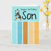 de kaart van de zoonsverjaardag met cake en muis (Gele Bloem)