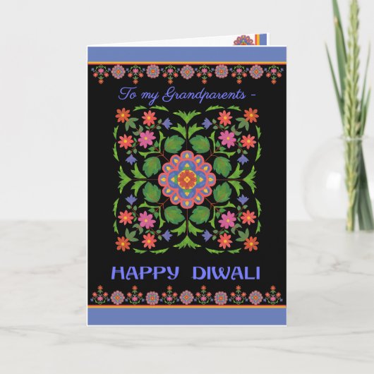 De Kaart van Diwali, Grootouders, Zwart Patroon (Voorkant)