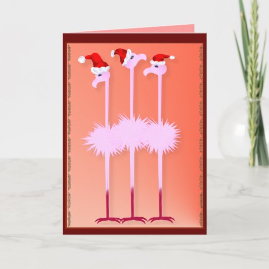 De Kaart van drie Flamingo's van Kerstmis (Voorkant)