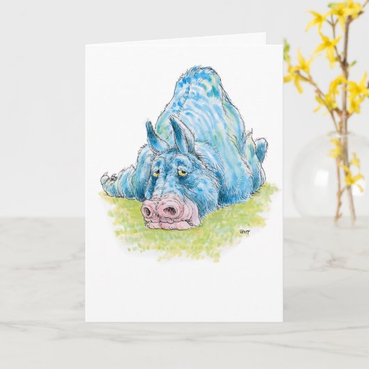 De Kaart van Greeeting van het Dier van blauw (Gele Bloem)