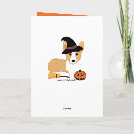 De Kaart van Halloween van de Heks van Corgi (Achterkant)