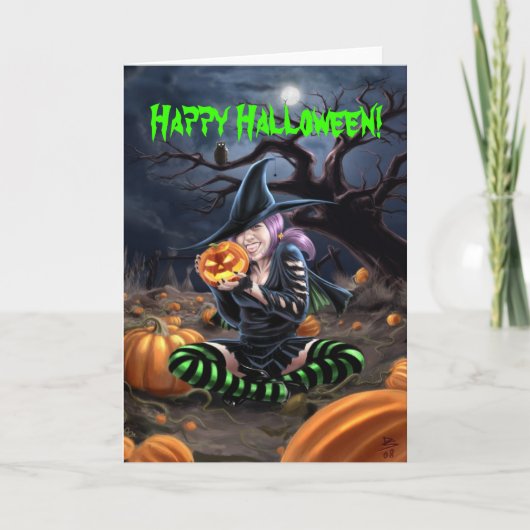 De Kaart van Halloween van de Heks van de vampier (Voorkant)