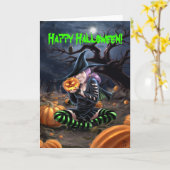 De Kaart van Halloween van de Heks van de vampier (Gele Bloem)