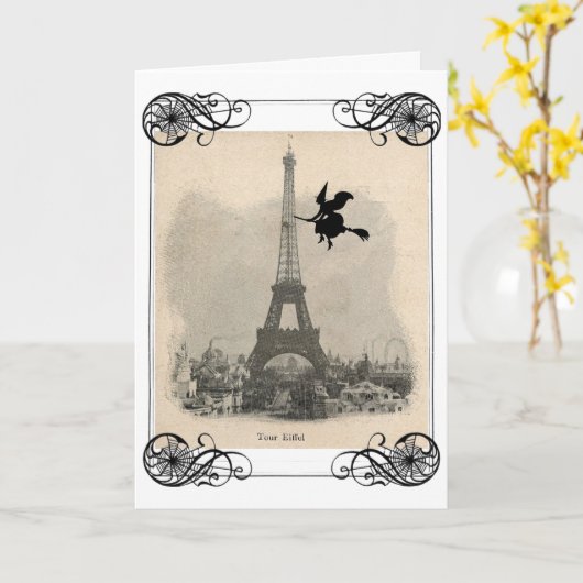 De Kaart van Halloween van de Heks van Parijs (Gele Bloem)