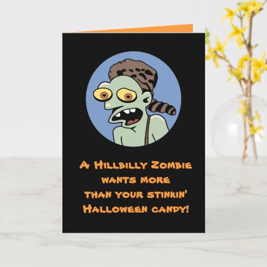 De Kaart van Halloween van de Zombie van Hillbilly (Gele Bloem)