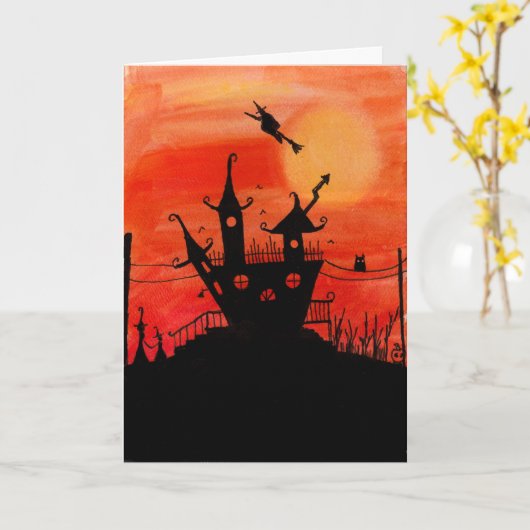 De Kaart van Halloween van het spookhuis (Gele Bloem)