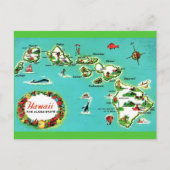 De kaart van Hawaiaanse eilanden ansichtkaart (Voorkant)