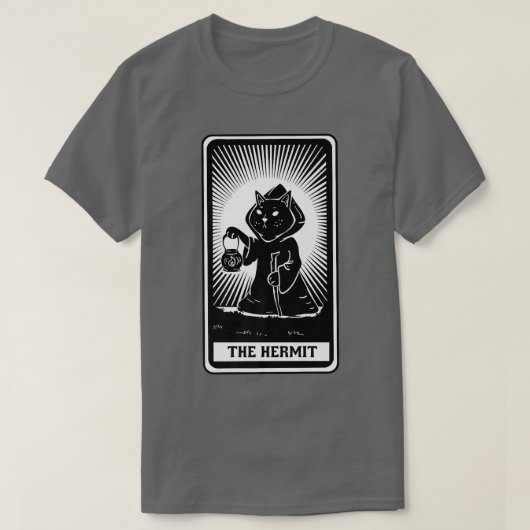 De Kaart van Hermit Cat Tarot T-shirt (Design voorkant)