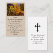 De Kaart van het begrafenismonument Serenity Praye Visitekaartje (Voorkant / Achterkant)