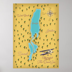 De  kaart van het Dode Zee Poster