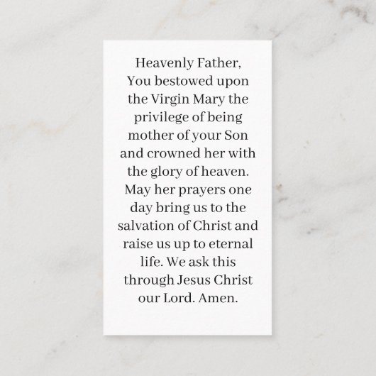 De Kaart van het Gezegende Maagdengebed Contactkaartje (Achterkant)