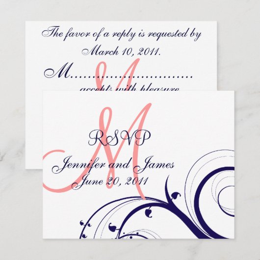 De Kaart van het huwelijk RSVP wervelt het (Voorkant / Achterkant)